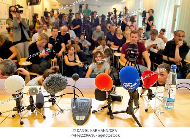 The media waits for the start of a press conference in the police presidency on the state of investigations after a shooting the day before in Munich, Germany