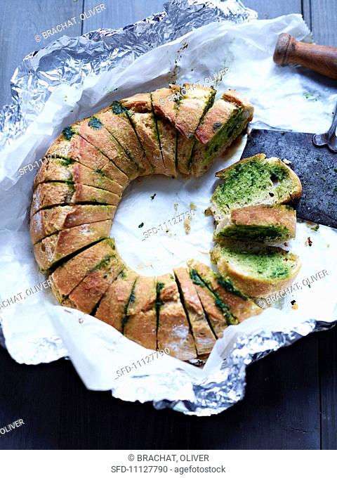 A ring of bread with herb butter