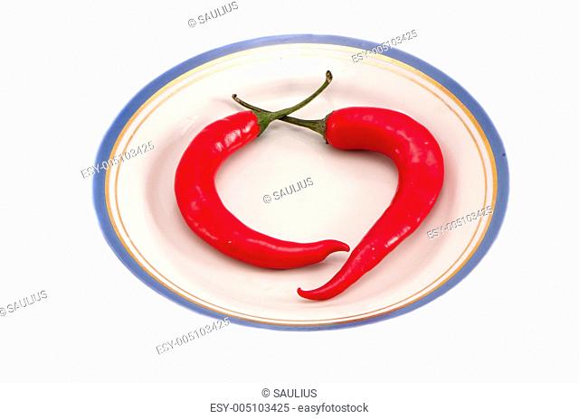 Two red hot chili pepper dish. Healthy nutrition