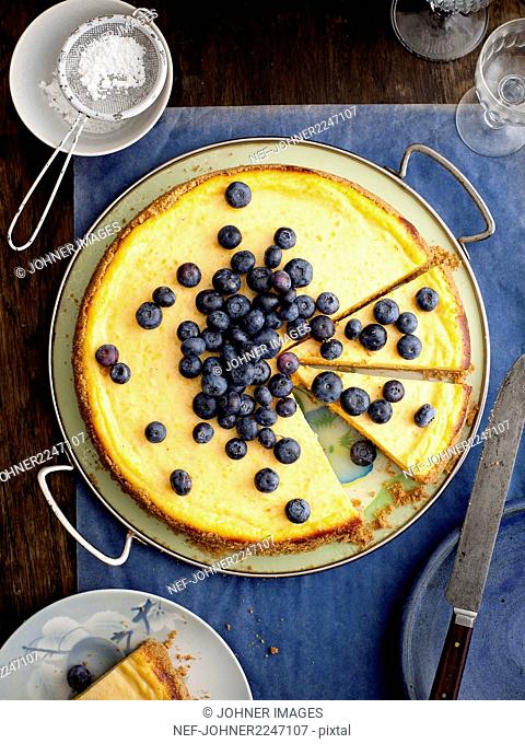 Cheesecake with blueberries