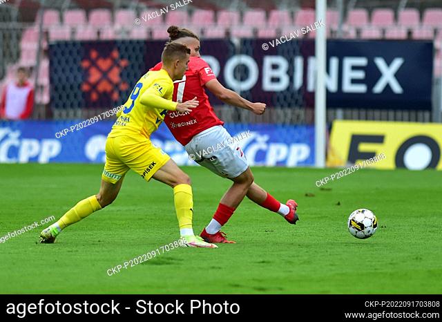 +++CAPTION CORRECTION+++ Soccer player of Teplice Robert Jukl and Filip Soucek of Brno in action during the first league match Zbrojovka Brno vs FK Teplice in...