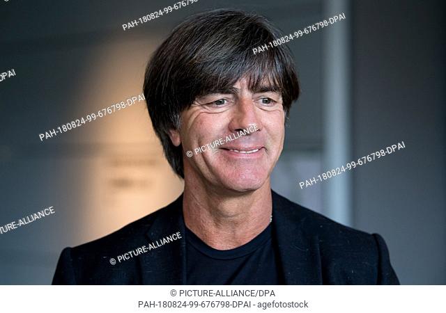 24 August 2018, Germany, Munich: Joachim Löw, national coach of the German national football team, is coming to an extraordinary meeting of the presidium for...