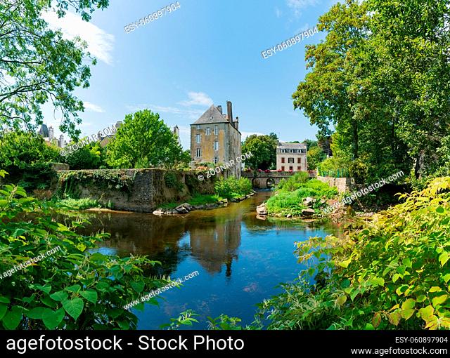 Quimperle, Finistere / France - 24 August 2019: the historic old town of Quimperle in southern Brittany