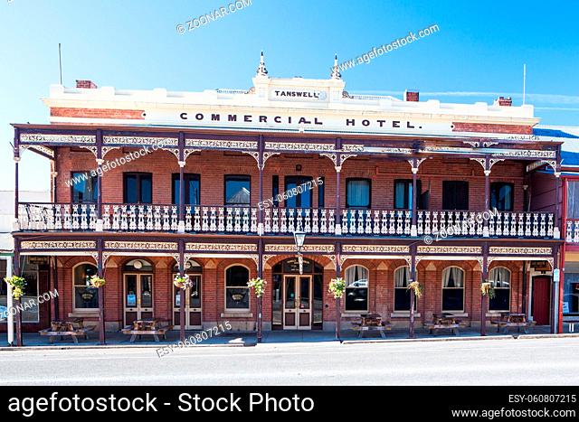 Beechworth, Australia - April 27th, 2014: The Commercial Hotel in historic Beechworth town centre on a cold autumn day in Victoria, Australia