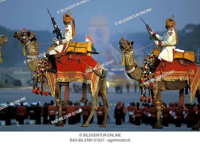 The parade in the national holiday of India in the capital of New Delhi in the province Delhi in west India in India
