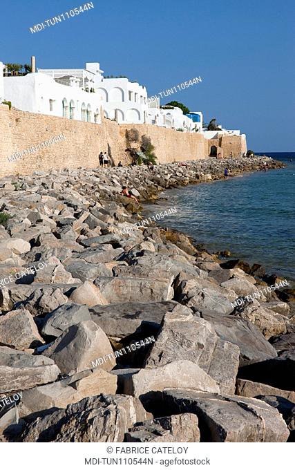 Tunisia - Hammamet - The medina from the seaside