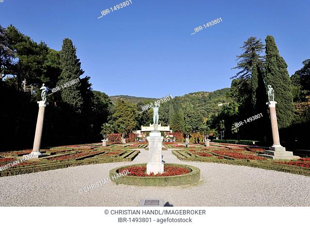 Park of the Miramare Castle, Castello di Miramare, in the Bay of Grignano, Trieste, Italy, Europe