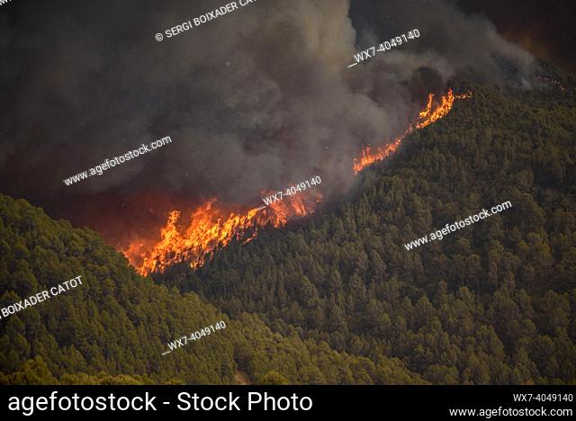 Wildfire of El Pont de Vilomara, on July 17, 2022, which burned 1, 743 hectares of vegetation (Bages, Barcelona, Catalonia, Spain)
