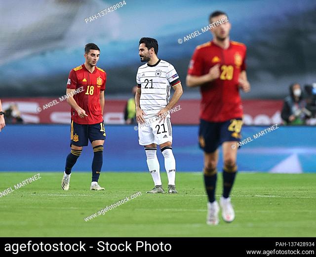 frustrated, disappointment, frustratedriert, disappointed after the goal to 3-0: Ilkay Guendogan (Germany). GES / Soccer / UEFA Nations League: Spain - Germany