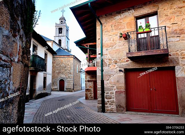 View of the main square of Petin, Orense, Spain