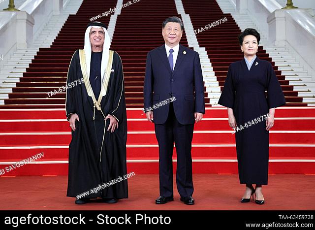 CHINA, BEIJING - OCTOBER 17, 2023: Sheikh Saud bin Saqr Al Qasimi, the current ruler of the Emirate of Ras Al Khaimah, one of the seven emirates of the United...