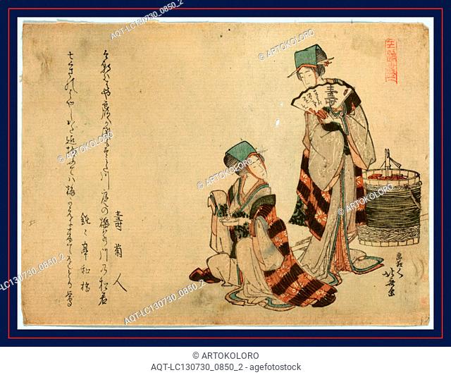 Yoshiwara suzume, Yoshiwara Sparrow., Katsushika, Hokusai, 1760-1849, artist, [between 1804 and 1807], 1 print : woodcut, color ; 13.8 x 18.3 cm