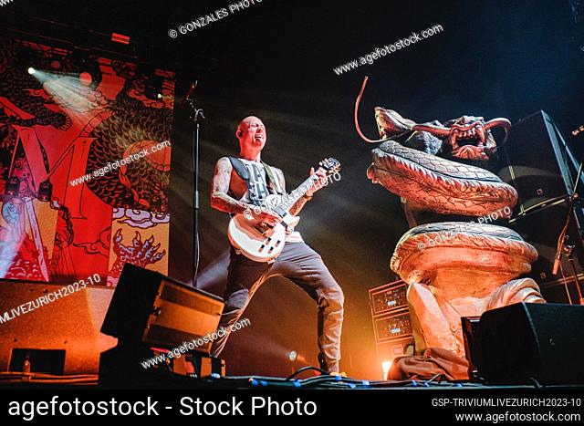 Zurich, Switzerland. 18th, February 2023. The American heavy metal band Trivium performs a live concert at The Hall in Zürich
