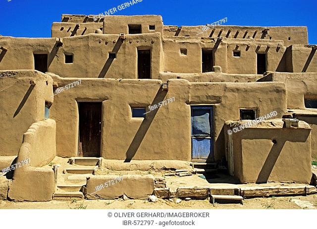 Adobe architecture in Taos Pueblo, New Mexico, USA, America