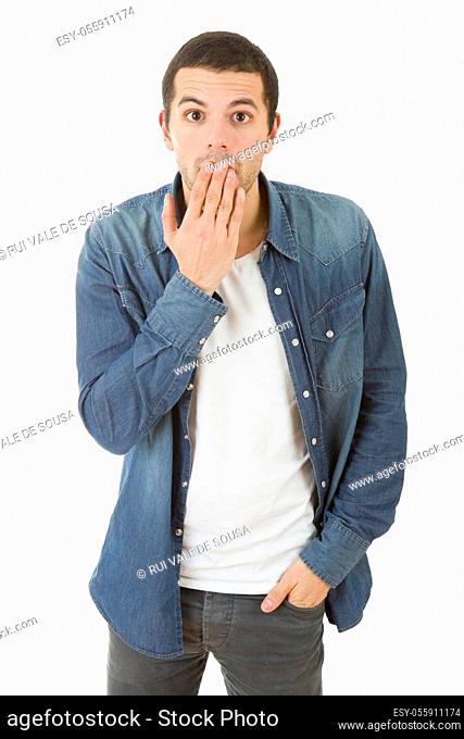 surprised casual man, isolated on white background