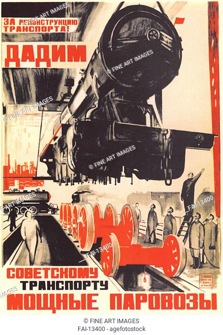 For the reconstruction of the transport! (Poster). Gromitsky, Iosif Ivanovich (1904-1991). Colour lithograph. Soviet political agitation art. 1931