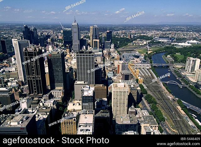 View of downtown Melbourne from Rialto Tower, Victoria, Australia, Oceania