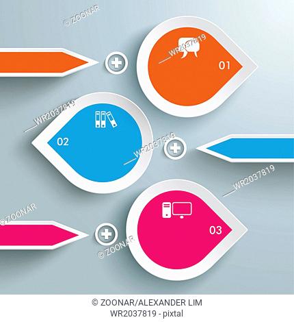 Three Colored Drops Line Infographic Office PiAd