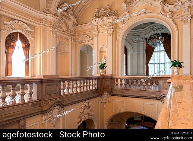Budapest, Hungary - July 14, 2019: Interior Hungarian Agricultural Museum inside Vajdahunyad castle Budapest