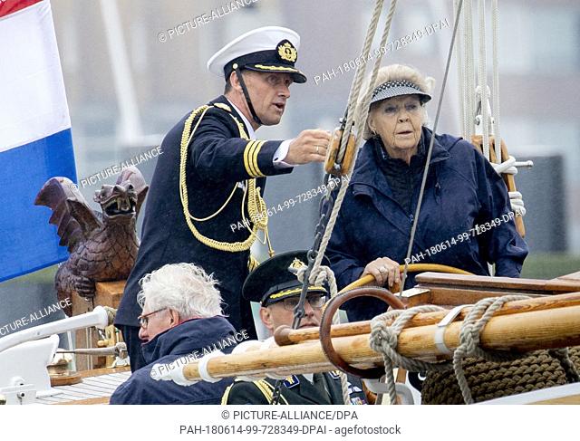 Princess Beatrix of The Netherlands at Bataviahaven in Lelystad on June 14, 2018, to attend the 100th anniversary of the Zuiderzee Act