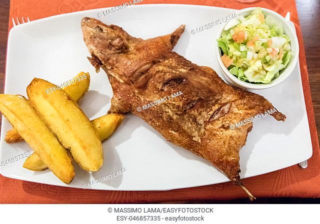 Cuy ( cooked Guinea pig), typical andean dish