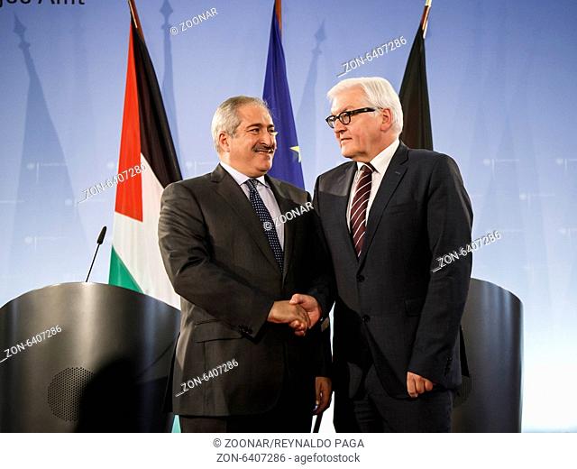 German Minister of foreign affairs Frank-Walter Steinmeier Steinmeier receives the Jordanian colleague Nasser Judeh to talk about the Situation in the Middle...