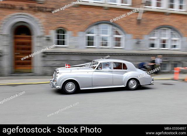 Wedding Car, Bentley, Downtown, Copenhagen, Denmark, Europe