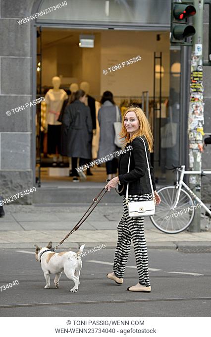 German actress Andrea Sawatzki out and about with her dog Hugo in Mitte Featuring: Andrea Sawatzki Where: Berlin, Germany When: 06 Apr 2016 Credit: Toni...