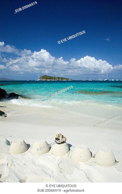 Sandcastles on the beach of Jamesby Island