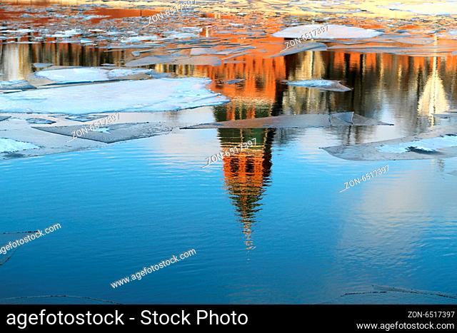 Reflection of the Moscow Kremlin in the Moscow River