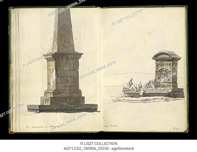 Roman sketchbook, Gauffier, Louis, 1761-1801, pencil, pen and black and brown ink, grey and brown wash, and black and white chalk, 1784-1789