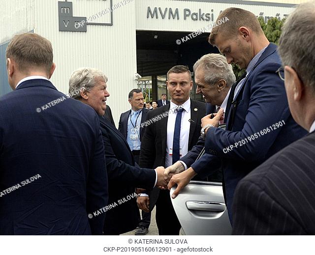 President Milos Zeman (3rd right) visits Paks nuclear power plant, meets minister without portfolio Janos Suli (2nd left) in Paks, Hungary, May 16, 2019