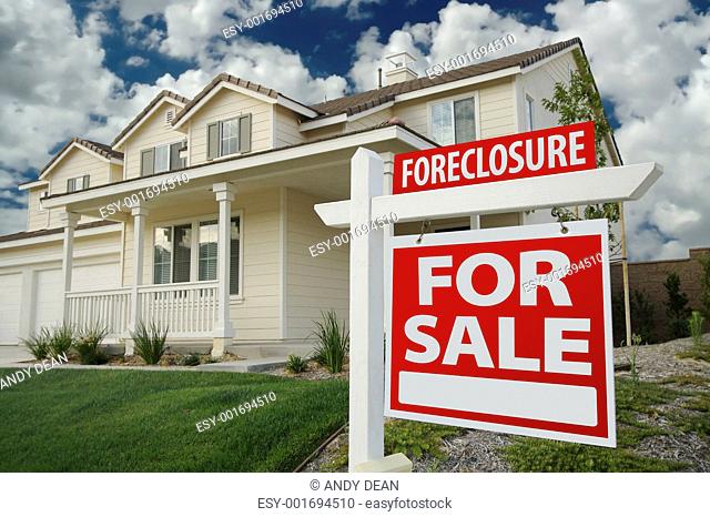 Foreclosure Home For Sale Sign & House