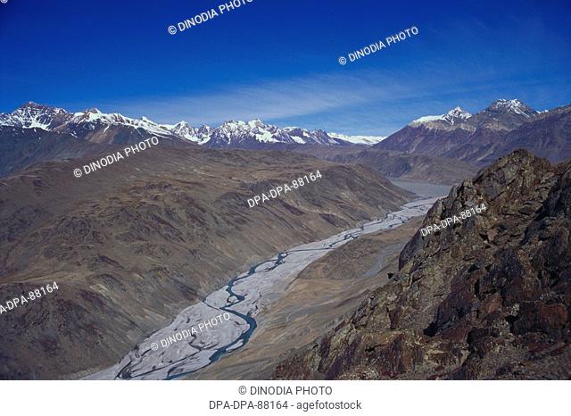 Chandra river from Balhamo-la pass , Himachal Pradesh , India