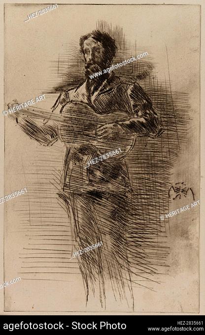 The Guitar Player (M.W. Ridley), 1875. Creator: James Abbott McNeill Whistler