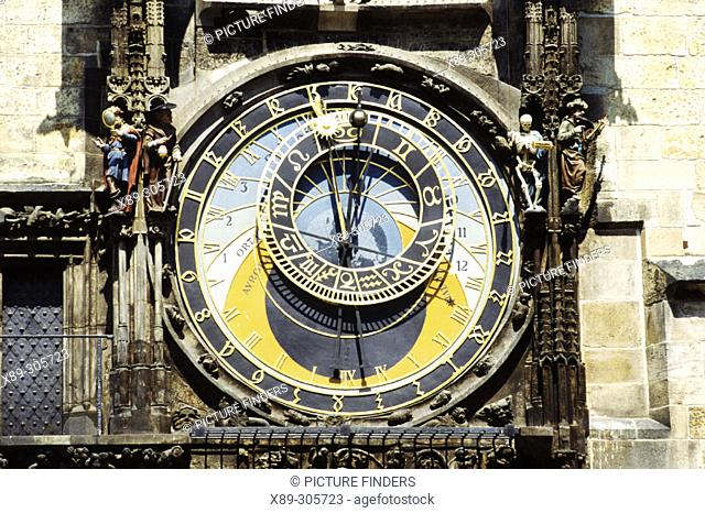 Astronomical clock at Old Town Hall. Prague. Czech Republic