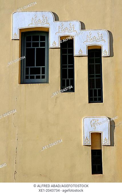 Windows of Xalet Montiu, art nouveau, Balaguer, Catalonia, Spain