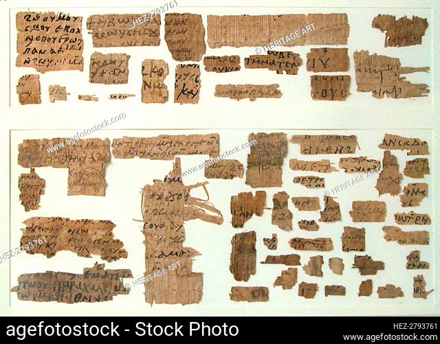 Papyri Fragments, Coptic, 7th century. Creator: Unknown