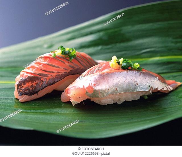 Aji, hand-shaped sushi