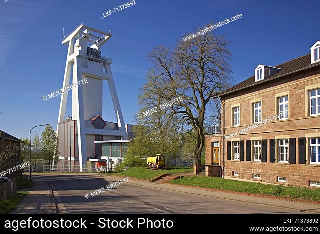 Shaft tower of former GÃ¶ttelborn open-cast mine, Europe&#39;s tallest shaft-tower, Saarland, Germany, Europe