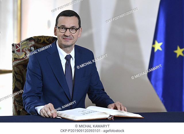 Polish Prime Minister Mateusz Morawiecki wrote to a witness book, prior to meeting with PMs of Visegrad Four (V4; Czech Republic, Slovakia, Poland
