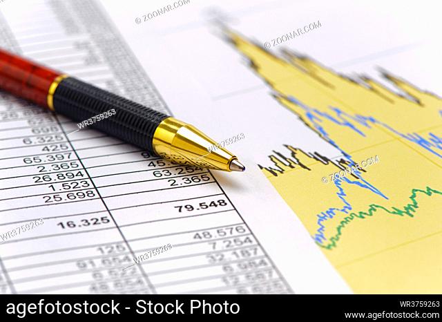 financial chart and table sheet show success at exchange market