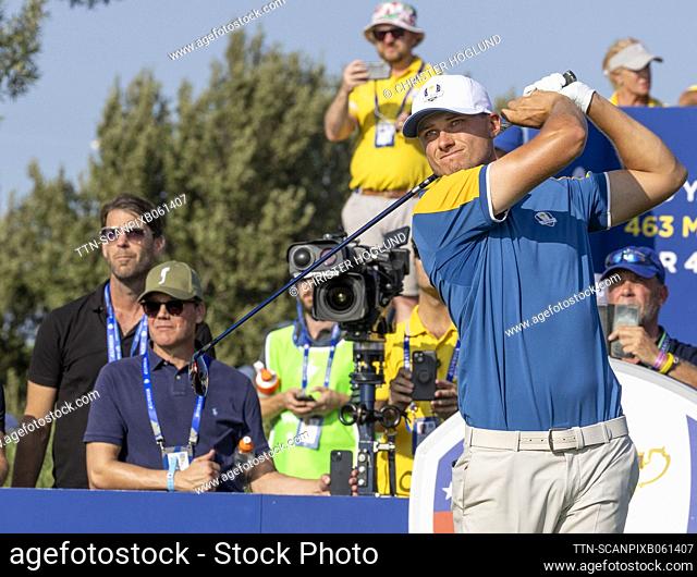 ROM 2023-10-01 Prince Daniel watches Sweden's Ludvig Åberg during the singles match day of Ryder Cup. Foto Christer Höglund / TT kod 40750