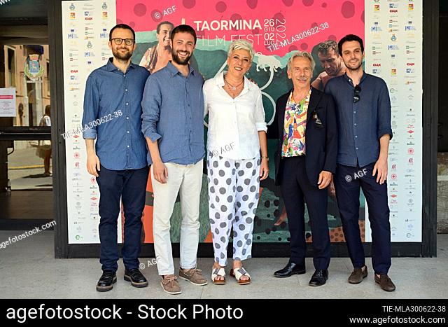 Directors Andrea Brusa and Marco Scotuzzi, with Actress Alessandra Faiella, Actor Giovanni Storti, producer Andrea Italia, during Le Voci Sole photocall