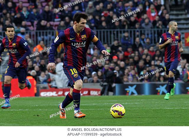 2015 La Liga Barcelona v Levante Feb 21st. 21.02.2015. Barcelona, Spain. La Liga. Barcelona versus Malaga. Messi in action during the match