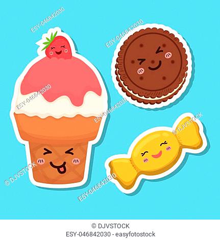 Ice cream cookie desserts with faces Stock Photos and Images | agefotostock