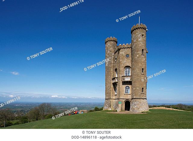 England, Worcestershire, Broadway Tower on hill