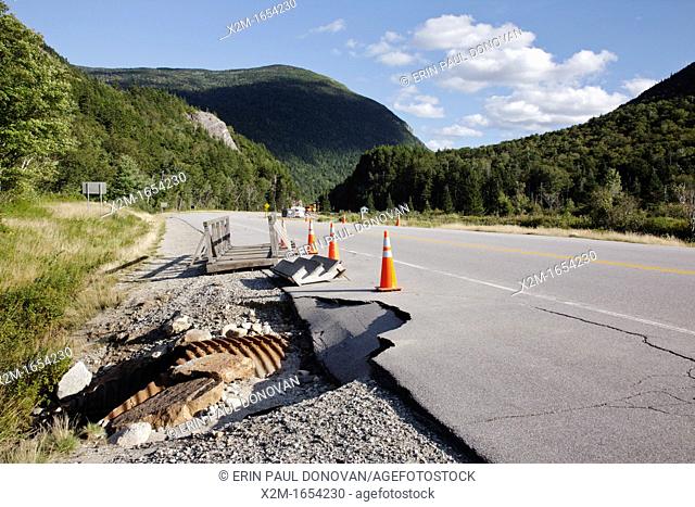 Storm damage from Tropical Storm Irene along Route 302 near the start of Crawford Notch State Park in the White Mountains