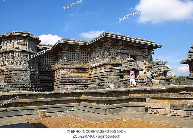 Nandi Shrine. Hoysalesvara Temple, Halebid, Karnataka, 12th Century. Shiva temple