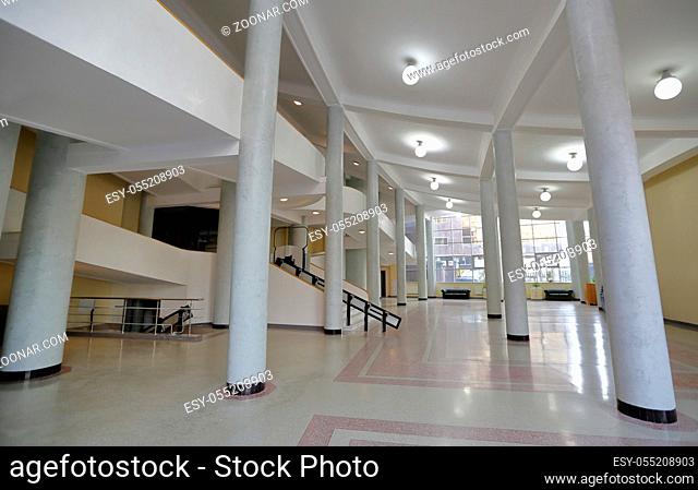 Moscow, Russia - September 28, 2019: Inside the building of Rosstat. Built in 1936. Architecture of Le Corbusier. Cultural heritage site
